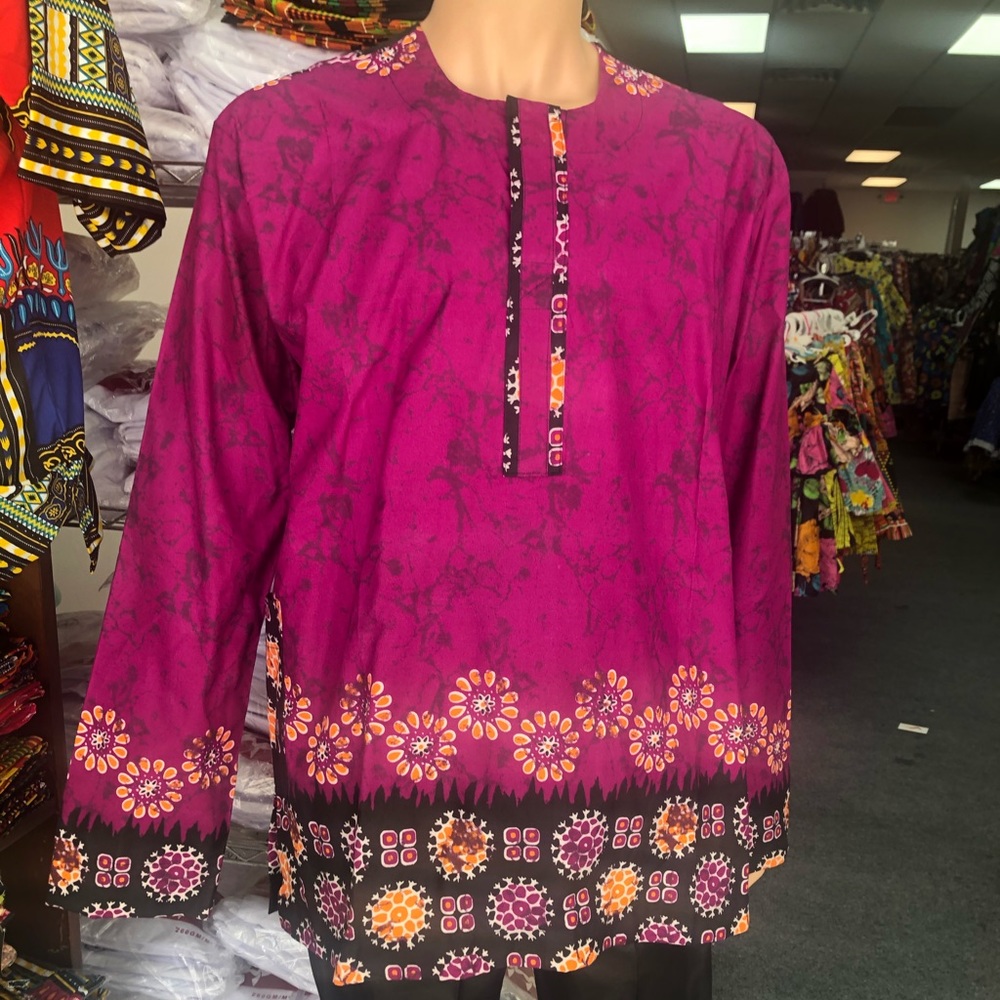 African Ankara print men clothing long sleeve top